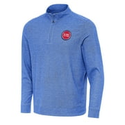 Men's Antigua Heather Royal Detroit Pistons Subtle Quarter-Zip Sweatshirt